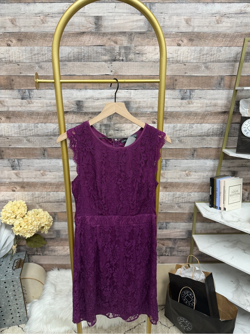 Brixon Ivy Lace Midi Dress in Plum